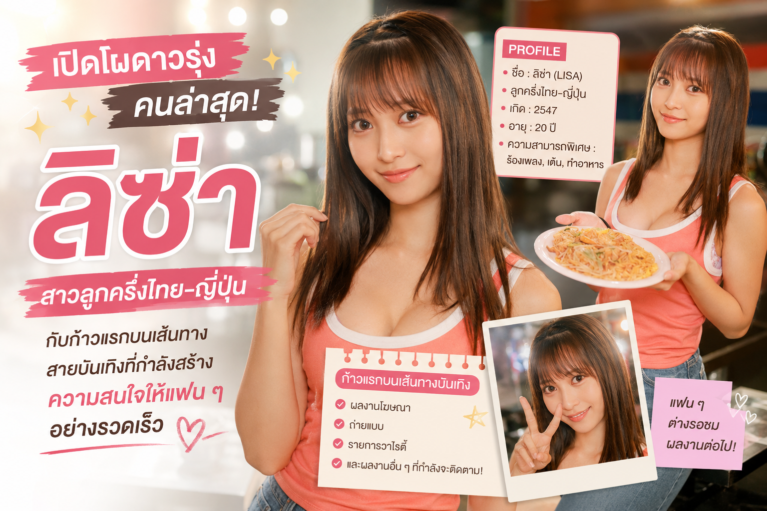 เปิดโผดาวรุ่งคนล่าสุด! “ลิซ่า” สาวลูกครึ่งไทย-ญี่ปุ่น กับก้าวแรกบนเส้นทางสายบันเทิงที่กำลังสร้างความสนใจให้แฟน ๆ อย่างรวดเร็ว